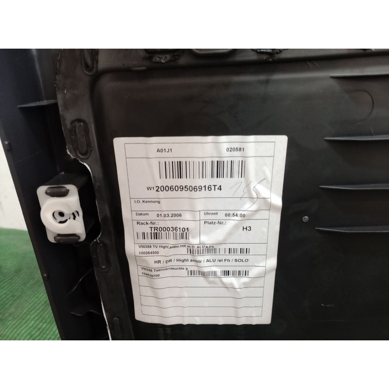 Recambio de guarnecido puerta trasera derecha para volkswagen touran (1t1, 1t2) 2.0 tdi 16v referencia OEM IAM   