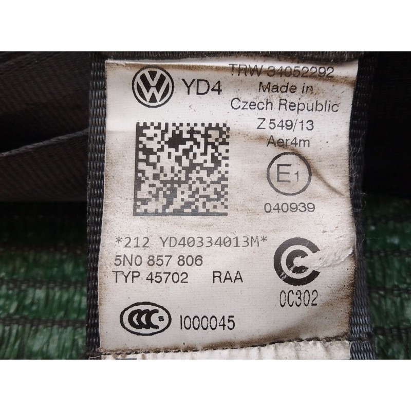 Recambio de cinturon seguridad trasero derecho para volkswagen tiguan (5n_) 2.0 tdi referencia OEM IAM 5N0857806 YD40334013M 340