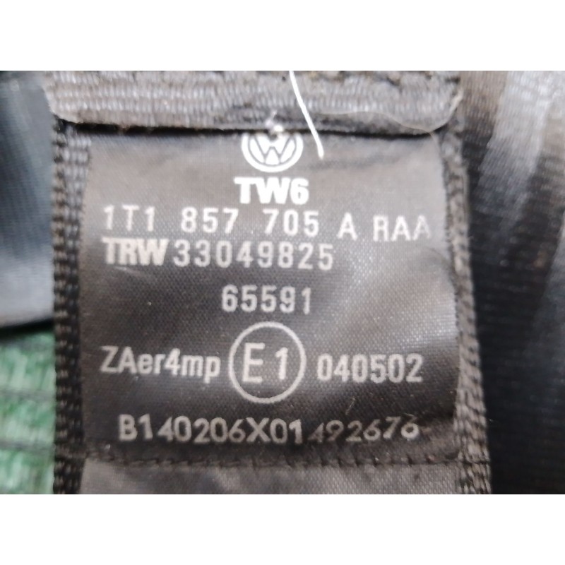 Recambio de cinturon seguridad delantero izquierdo para volkswagen touran (1t1, 1t2) 2.0 tdi 16v referencia OEM IAM 1T857705A 04