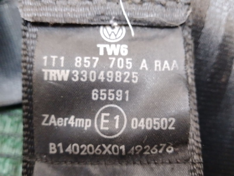 Recambio de cinturon seguridad delantero izquierdo para volkswagen touran (1t1, 1t2) 2.0 tdi 16v referencia OEM IAM 1T857705A 04