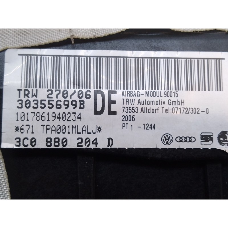 Recambio de airbag delantero derecho para volkswagen passat b6 (3c2) 2.0 tdi referencia OEM IAM 3C0880204D 1017861940234 3035569