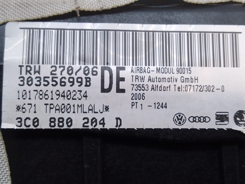 Recambio de airbag delantero derecho para volkswagen passat b6 (3c2) 2.0 tdi referencia OEM IAM 3C0880204D 1017861940234 3035569