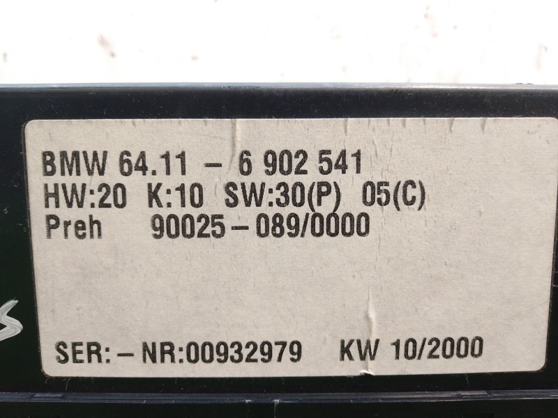 Recambio de mando calefaccion / aire acondicionado para bmw 5 (e39) 523 i referencia OEM IAM 90025 00932979 0890000