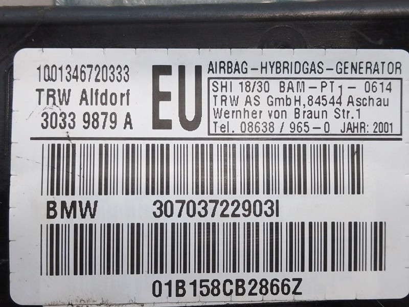 Recambio de airbag lateral delantero izquierdo para bmw 3 (e46) 320 d referencia OEM IAM 30339879A 01B158CB2866Z 30703722903I
