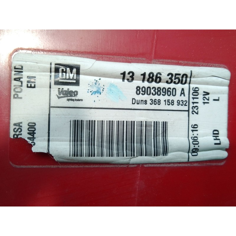 Recambio de piloto trasero izquierdo para opel corsa d cmon referencia OEM IAM 13186350 368158932 89038960A