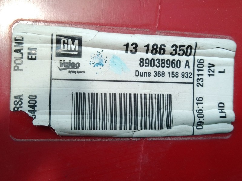 Recambio de piloto trasero izquierdo para opel corsa d cmon referencia OEM IAM 13186350 368158932 89038960A