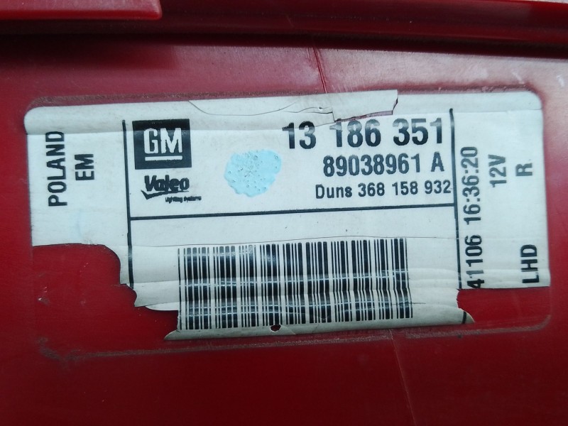 Recambio de piloto trasero derecho para opel corsa d cmon referencia OEM IAM 13186351 368158932 89038961A