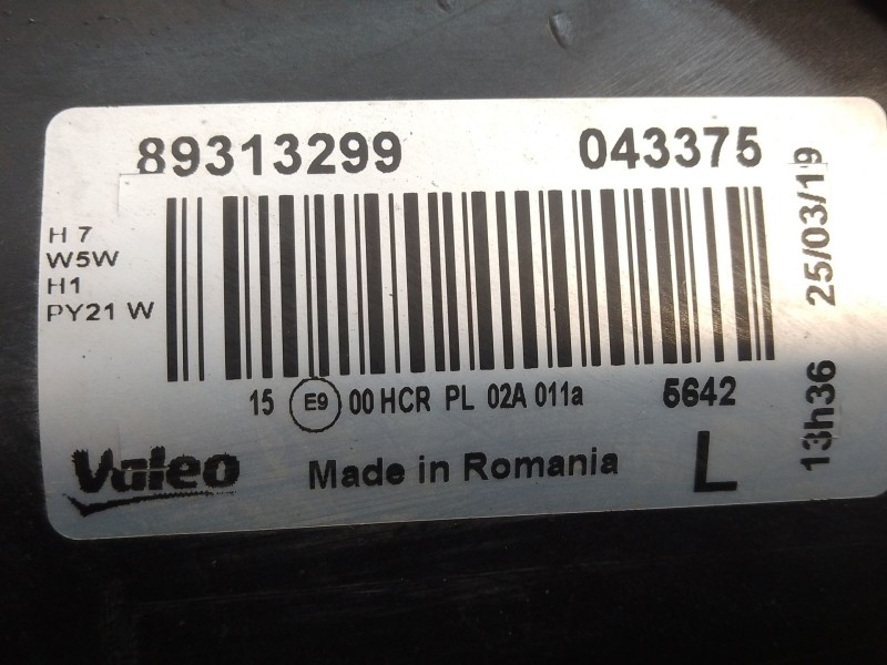 Recambio de faro izquierdo para opel corsa d cmon referencia OEM IAM 89313299 89391377 043375