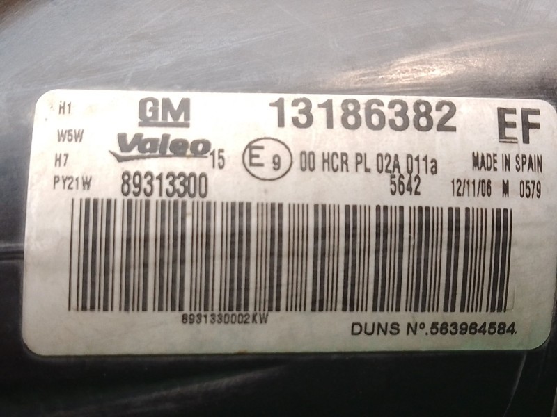 Recambio de faro derecho para opel corsa d cmon referencia OEM IAM 13186382 563964584 89313300
