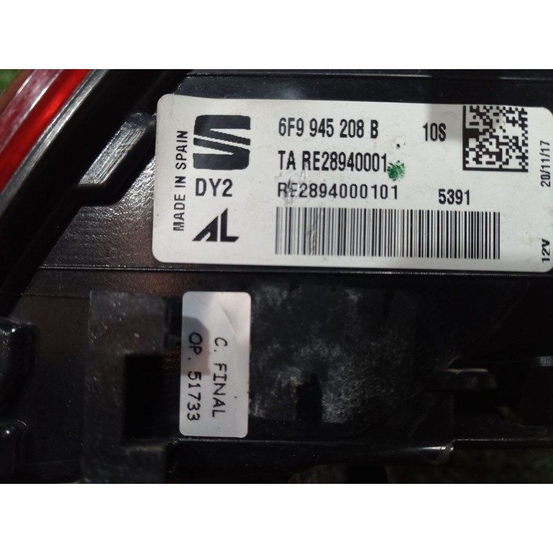 Recambio de piloto trasero derecho para seat arona (kj7, kjp) 1.0 tsi referencia OEM IAM   