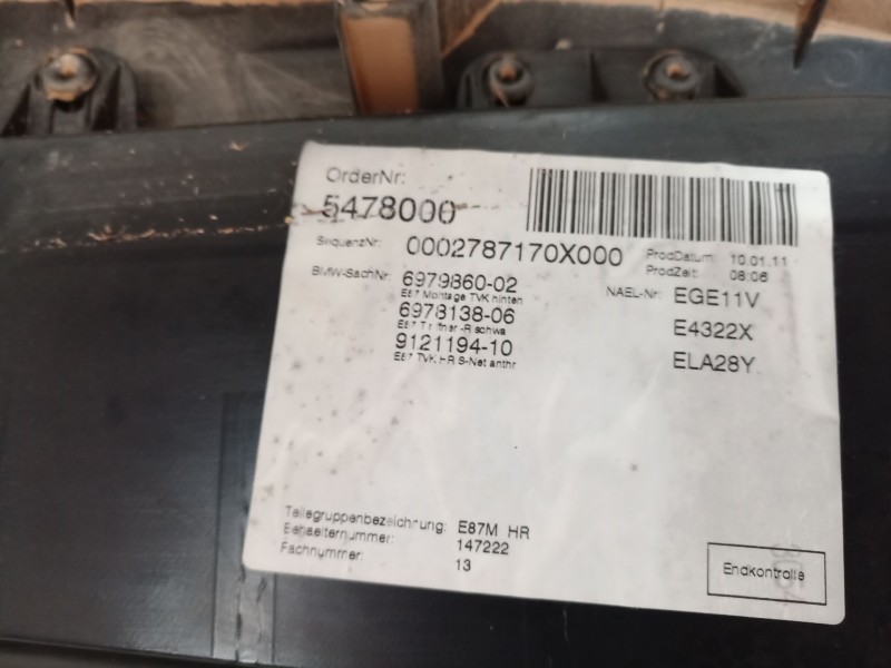 Recambio de guarnecido puerta trasera derecha para bmw 1 (e87) 118 d referencia OEM IAM 51416975310 51416975310 51416975310