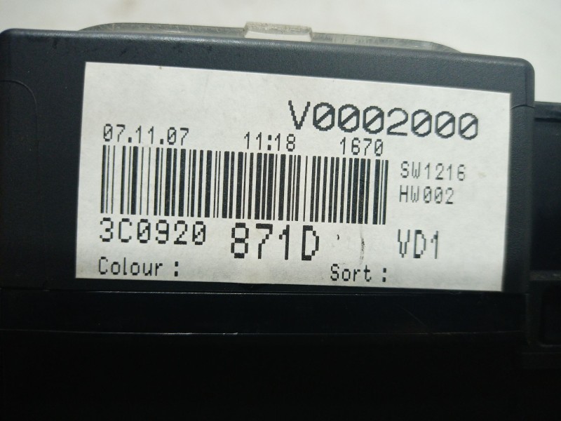 Recambio de cuadro instrumentos para volkswagen passat b6 (3c2) 1.8 tsi referencia OEM IAM   