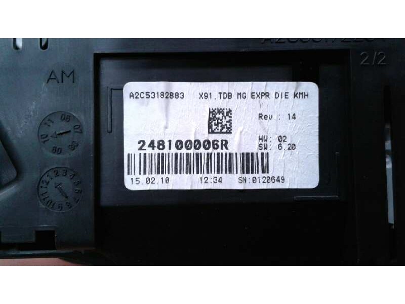 Recambio de cuadro instrumentos para renault laguna iii initiale referencia OEM IAM 248100006R  