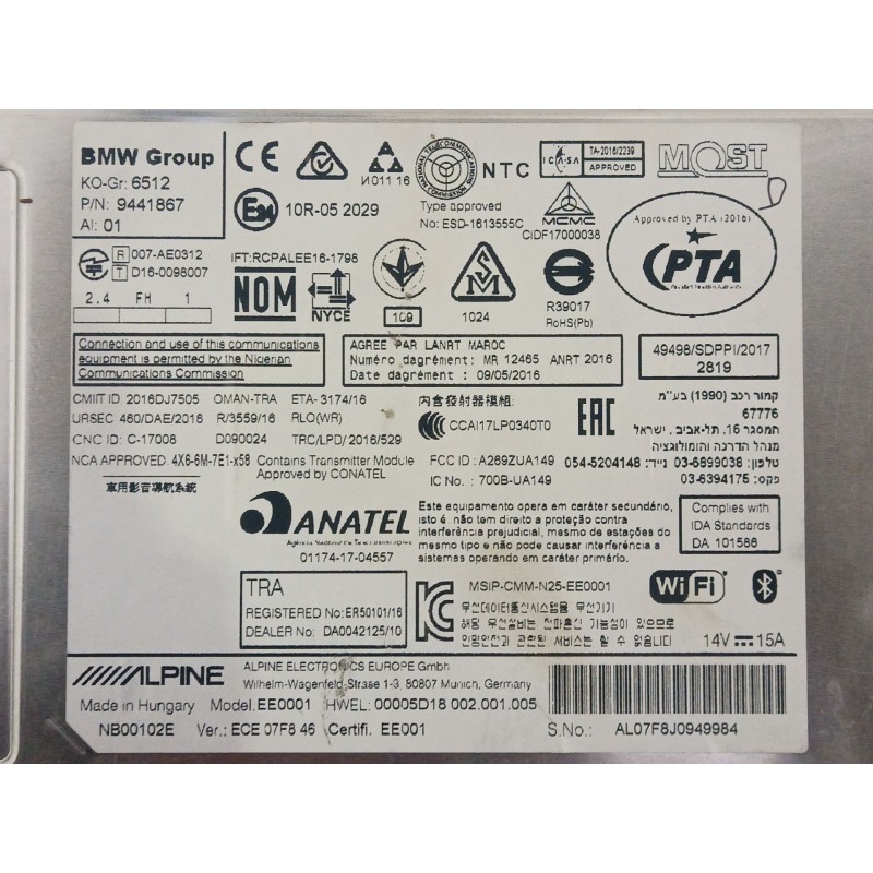 Recambio de sistema audio / radio cd para mini mini (f55) cooper d referencia OEM IAM   