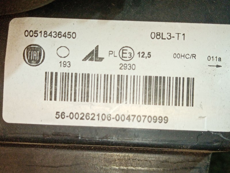 Recambio de faro izquierdo para fiat panda (312_, 319_) 1.2 (312pxa1a) referencia OEM IAM 00518436450 00518436450 00518436450