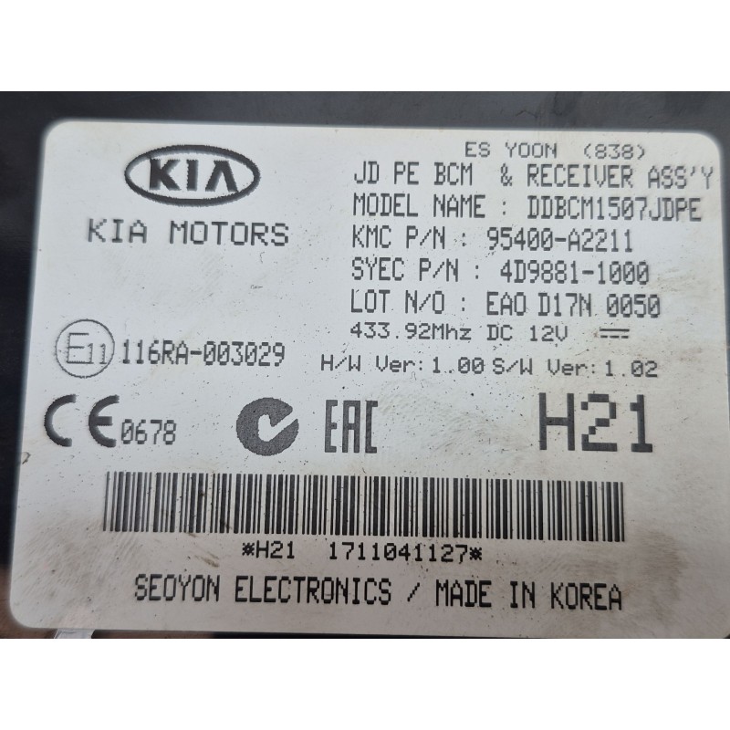 Recambio de modulo electronico para kia cee´d (jd) 1.4 crdi 90 referencia OEM IAM   