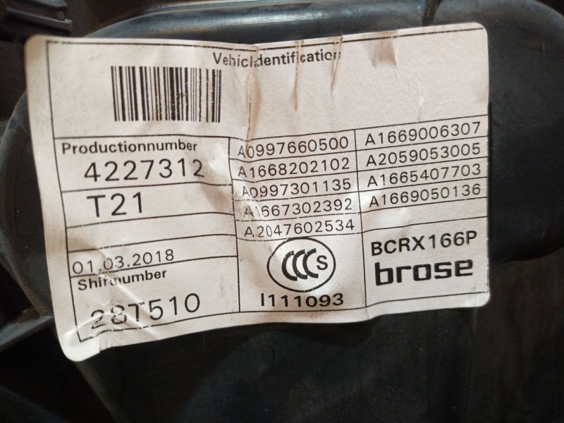 Recambio de elevalunas trasero izquierdo para mercedes-benz clase gle (w166) referencia OEM IAM A0997660500 A0997660500 A0997660