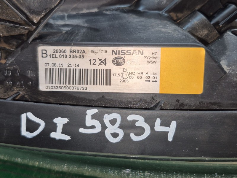 Recambio de faro derecho para nissan qashqai i (j10, nj10) 1.5 dci referencia OEM IAM B1EL010335 B1EL010335 B1EL010335