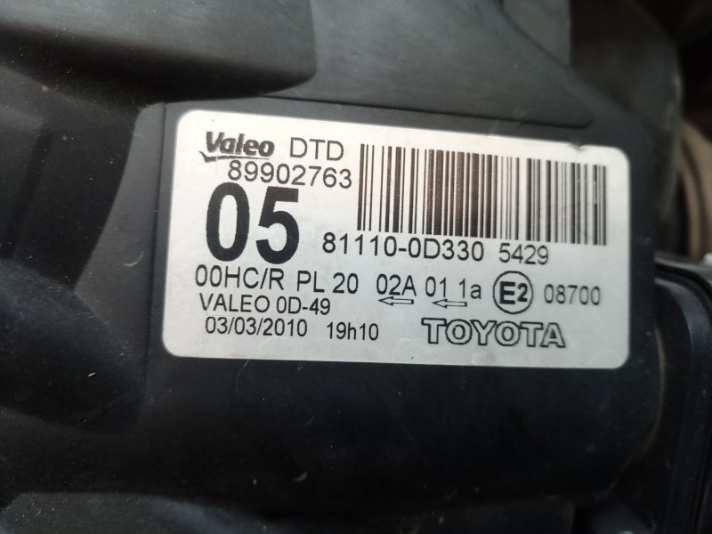 Recambio de faro derecho para toyota yaris (_p13_) 1.4 d (nlp130_) referencia OEM IAM   