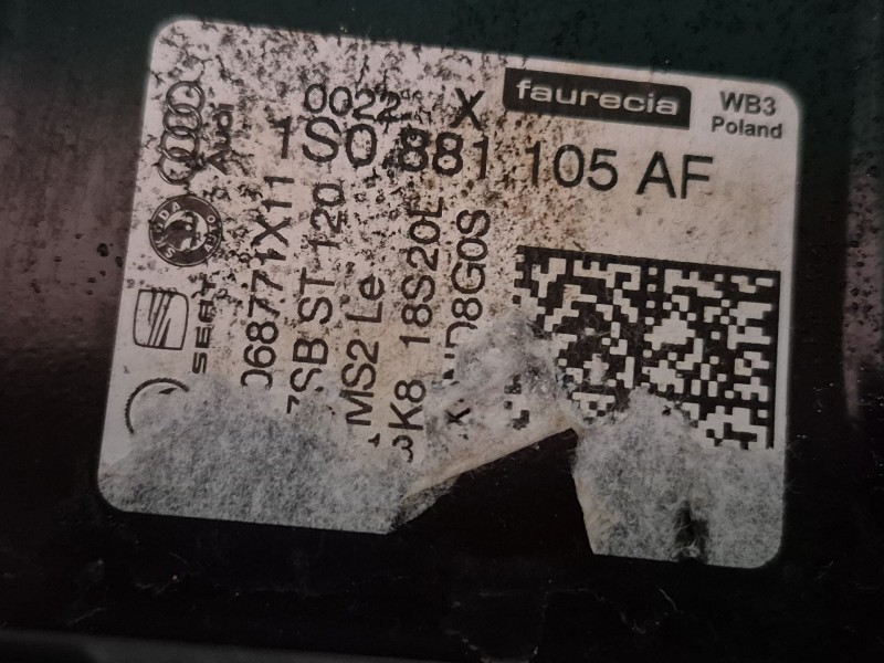 Recambio de asientos delanteros para skoda citigo (nf1) 1.0 referencia OEM IAM   