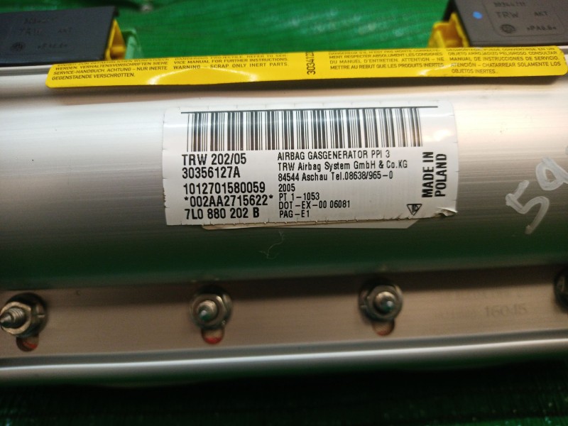 Recambio de airbag delantero derecho para porsche cayenne (9pa) turbo 4.5 referencia OEM IAM   