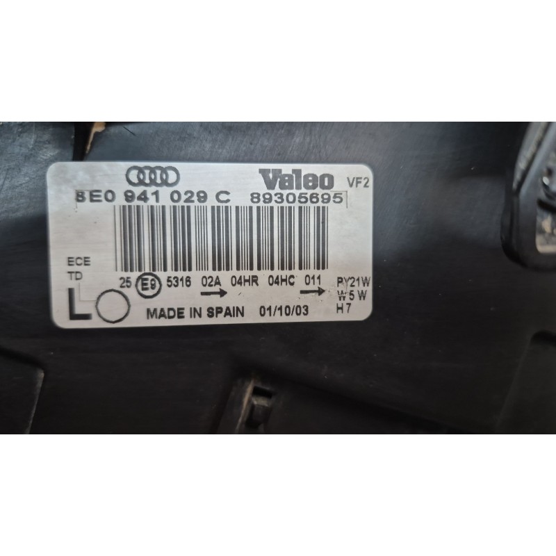 Recambio de faro izquierdo para audi a4 b6 (8e2) 1.9 tdi referencia OEM IAM   