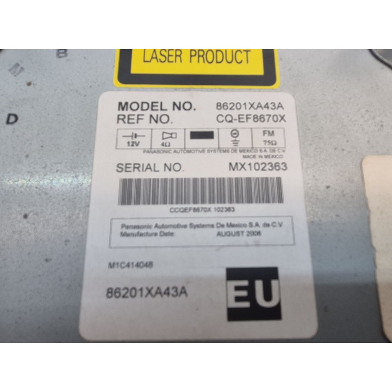 Recambio de sistema audio / radio cd para subaru tribeca (b9) 3.0 (wxe) referencia OEM IAM   