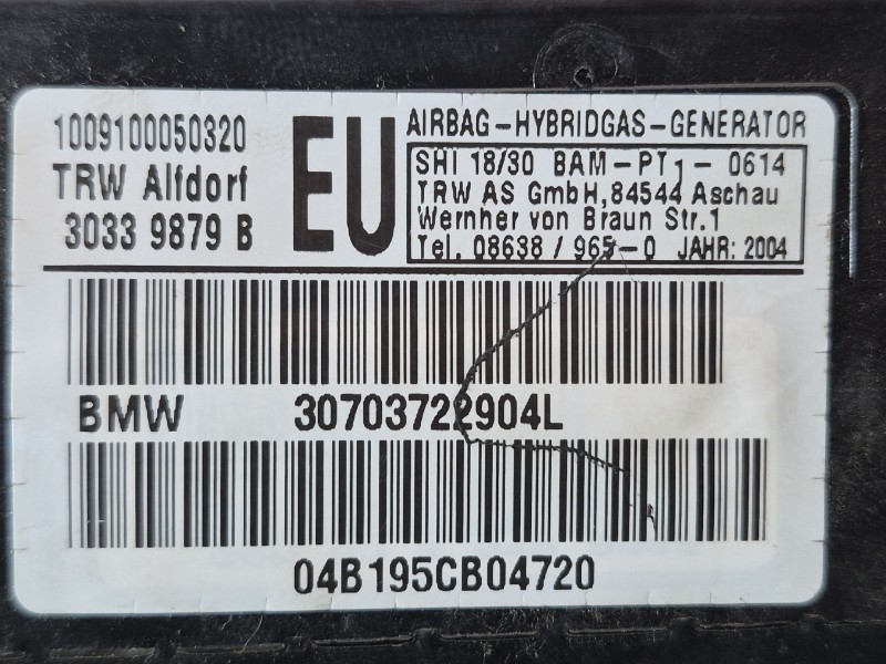 Recambio de airbag lateral izquierdo para bmw 3 (e46) 320 d referencia OEM IAM 30703722904L 30703722904L 30703722904L