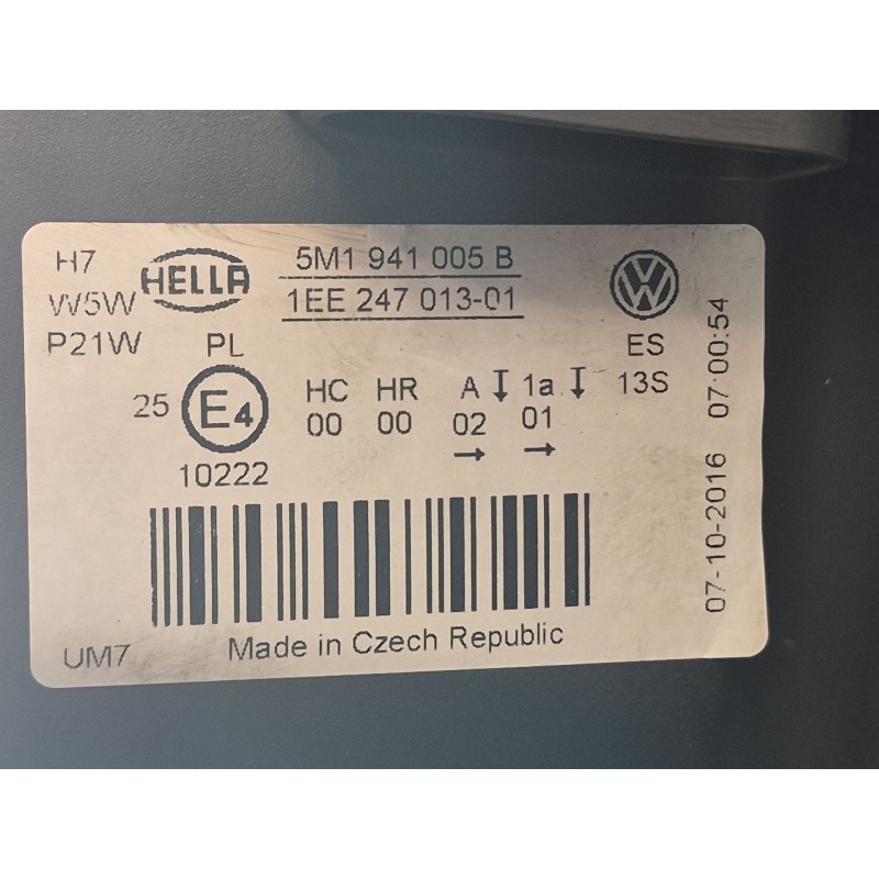 Recambio de faro izquierdo para volkswagen golf plus v (5m1, 521) 1.6 referencia OEM IAM   
