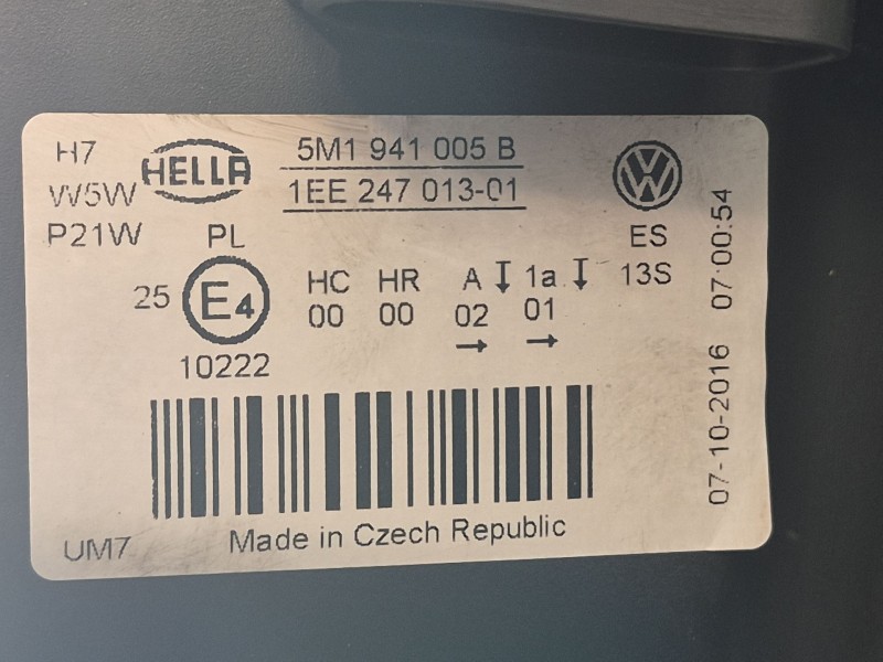 Recambio de faro izquierdo para volkswagen golf plus v (5m1, 521) 1.6 referencia OEM IAM   