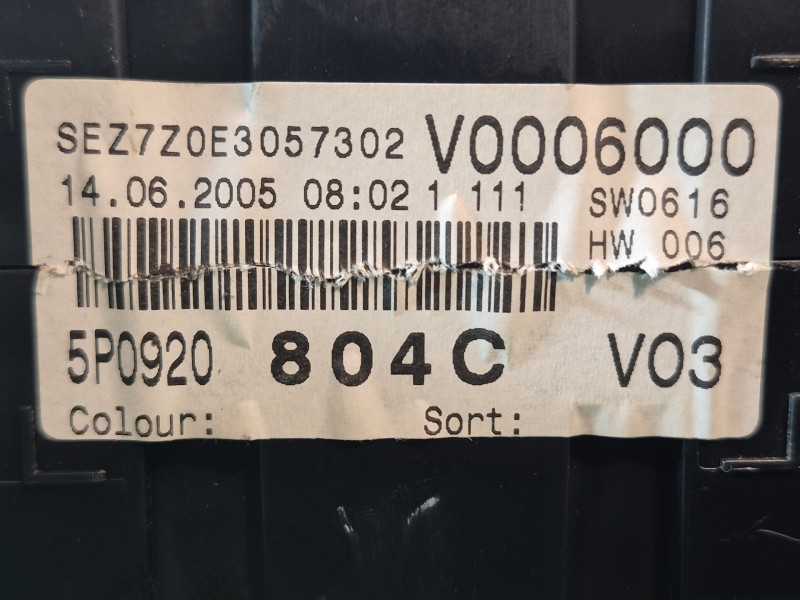 Recambio de cuadro instrumentos para seat altea (5p1) 2.0 tdi 16v referencia OEM IAM 5P0920804C 110080279010 A2C53029654