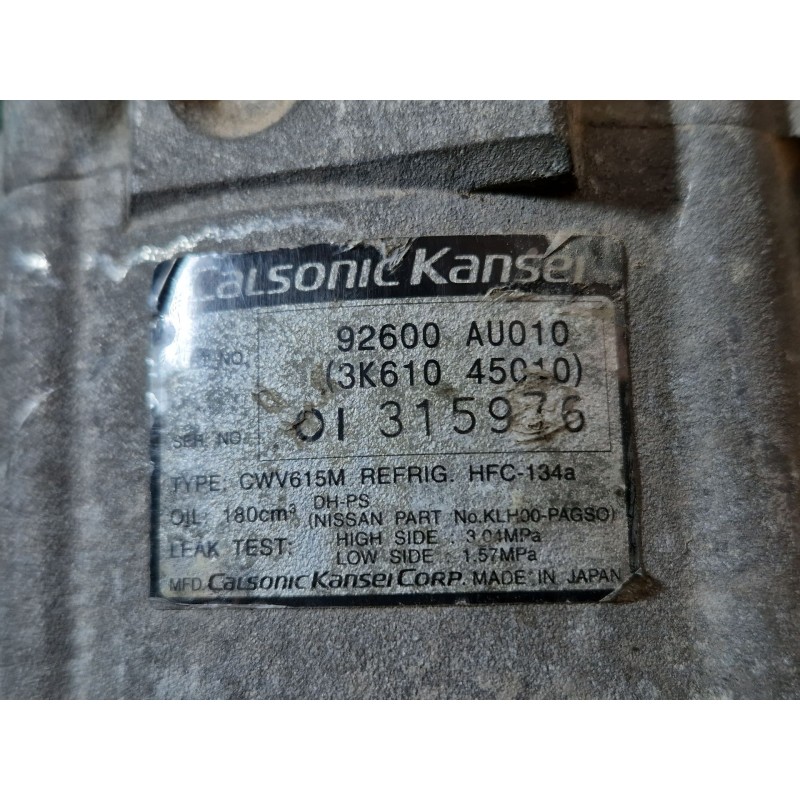 Recambio de compresor aire acondicionado para nissan x-trail (t30) comfort referencia OEM IAM 92600AU01 92600AU01 3K61045010