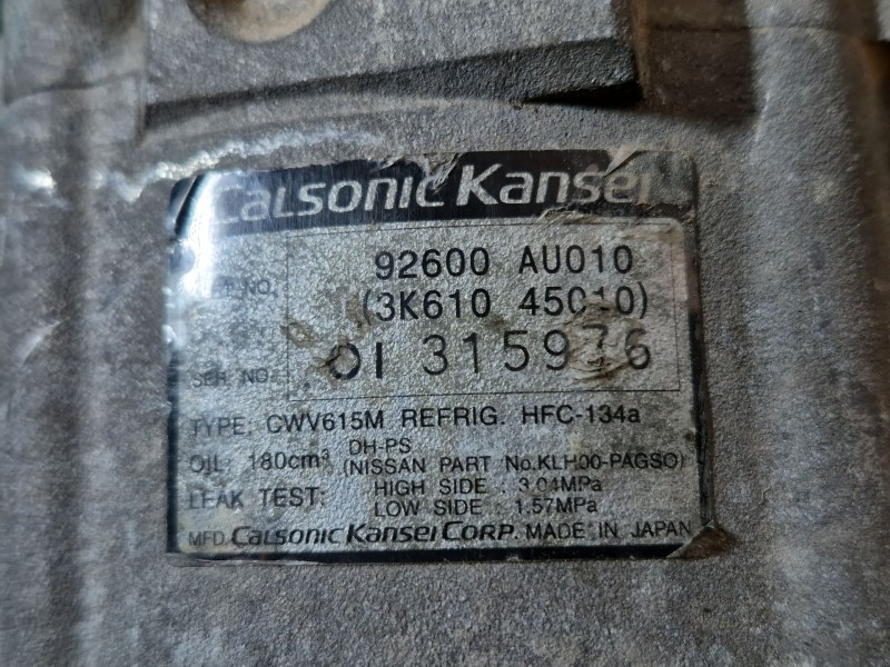 Recambio de compresor aire acondicionado para nissan x-trail (t30) comfort referencia OEM IAM 92600AU01 92600AU01 3K61045010