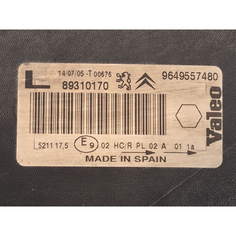 Recambio de faro izquierdo para citroën xsara picasso (n68) 2.0 hdi referencia OEM IAM 9649557480 89310170 89310170