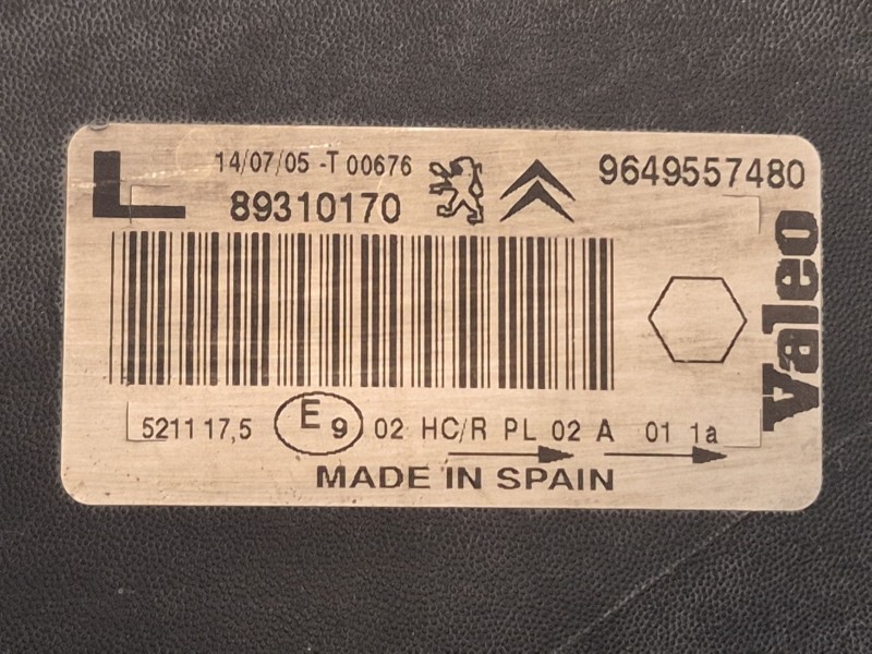 Recambio de faro izquierdo para citroën xsara picasso (n68) 2.0 hdi referencia OEM IAM 9649557480 89310170 89310170