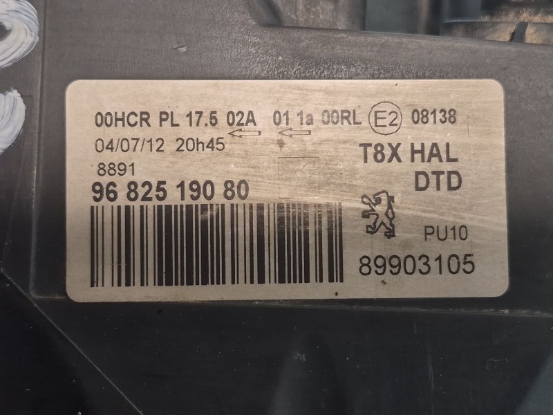 Recambio de faro derecho para peugeot 5008 (0u_, 0e_) 1.6 hdi referencia OEM IAM 89903105 9682519080 9682519080