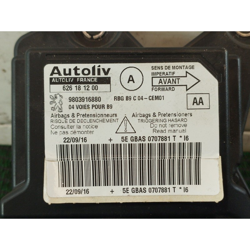 Recambio de centralita airbag para peugeot partner furgoneta/monovolumen 1.6 bluehdi 100 referencia OEM IAM   