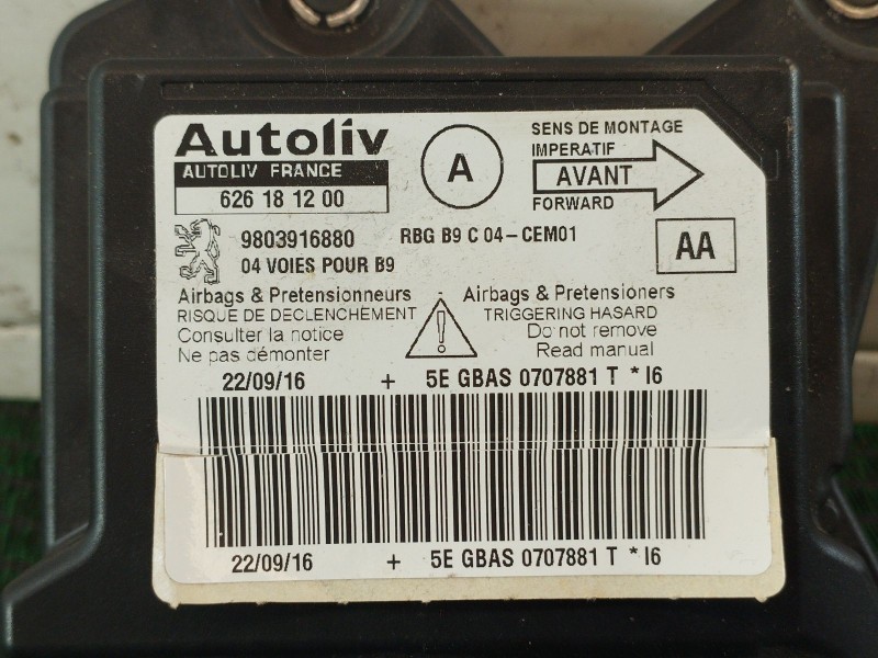 Recambio de centralita airbag para peugeot partner furgoneta/monovolumen 1.6 bluehdi 100 referencia OEM IAM   