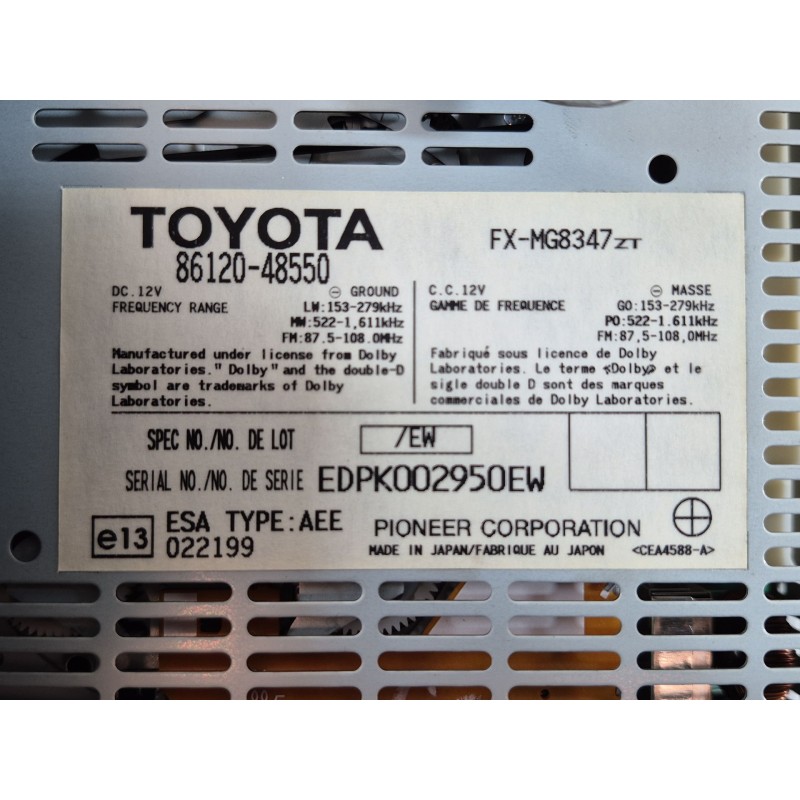 Recambio de sistema audio / radio cd para lexus rx (_u3_) 400h awd (mhu38_) referencia OEM IAM   