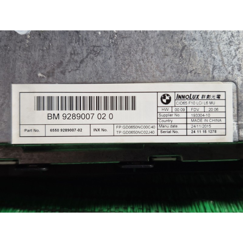 Recambio de pantalla multifuncion para bmw 5 (f10) 525 d xdrive referencia OEM IAM   