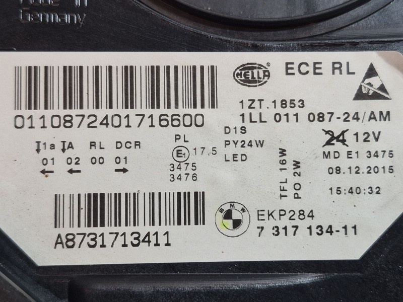 Recambio de faro derecho para bmw 5 (f10) 525 d xdrive referencia OEM IAM   