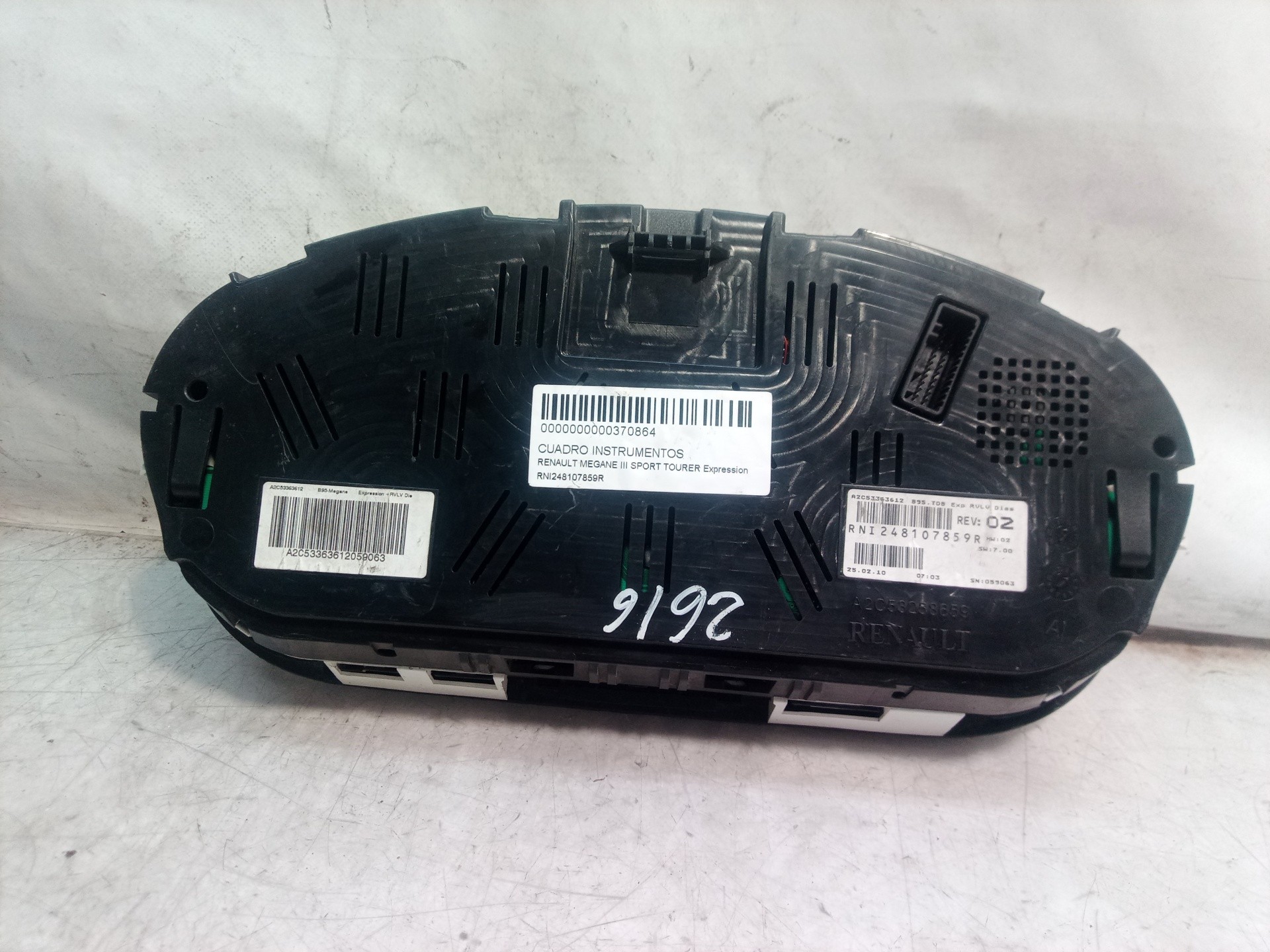 RNI248107859R COMPTEUR DE VITESSE TABLEAU DE BORD / RNI248107859R / RNI248107859 - Photo 3/10